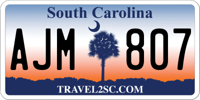 SC license plate AJM807