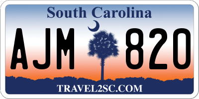 SC license plate AJM820