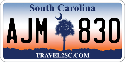 SC license plate AJM830