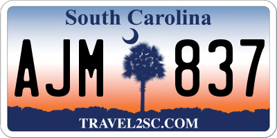 SC license plate AJM837