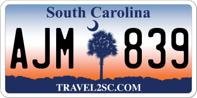 SC license plate AJM839