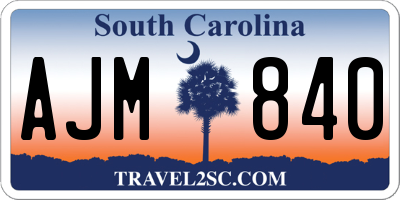 SC license plate AJM840