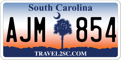 SC license plate AJM854