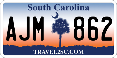 SC license plate AJM862