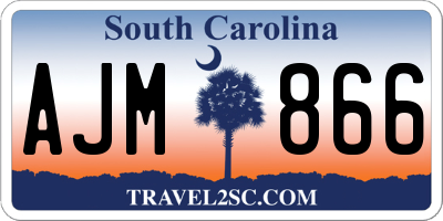 SC license plate AJM866