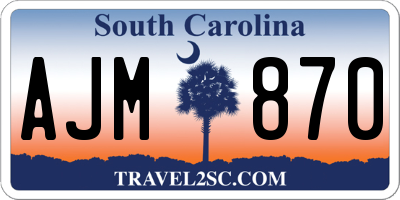SC license plate AJM870
