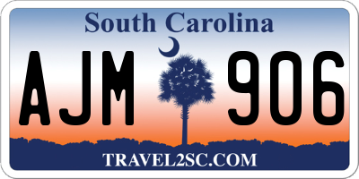 SC license plate AJM906