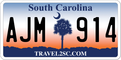 SC license plate AJM914