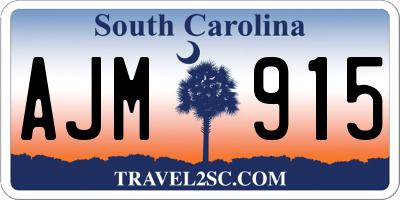 SC license plate AJM915