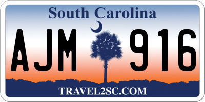 SC license plate AJM916