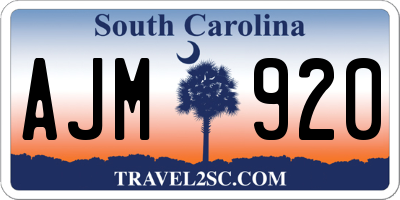 SC license plate AJM920