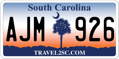 SC license plate AJM926