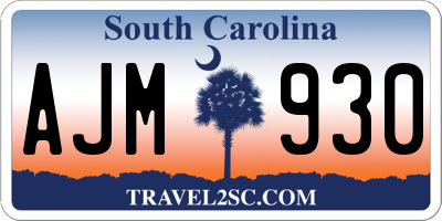 SC license plate AJM930