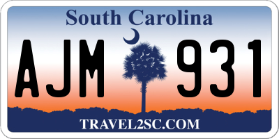SC license plate AJM931