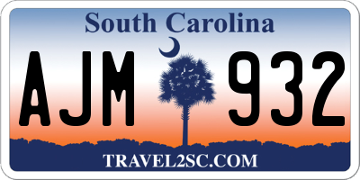 SC license plate AJM932