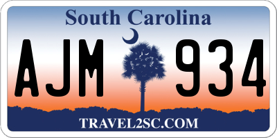 SC license plate AJM934