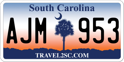 SC license plate AJM953