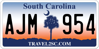 SC license plate AJM954
