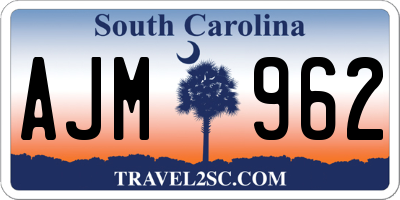 SC license plate AJM962