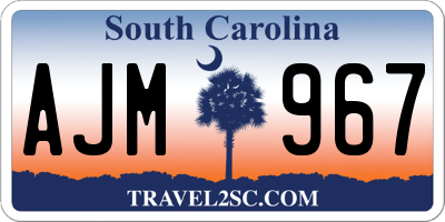 SC license plate AJM967