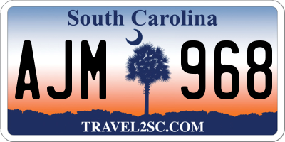 SC license plate AJM968