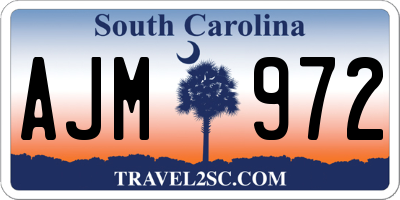 SC license plate AJM972