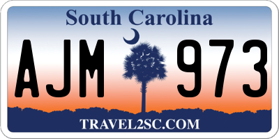 SC license plate AJM973