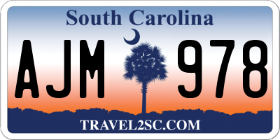 SC license plate AJM978