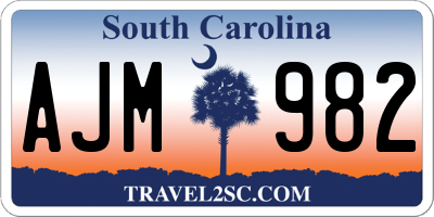 SC license plate AJM982