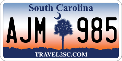 SC license plate AJM985
