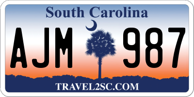 SC license plate AJM987