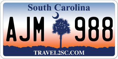 SC license plate AJM988