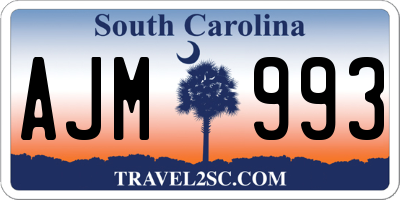 SC license plate AJM993