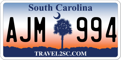 SC license plate AJM994