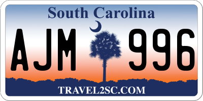 SC license plate AJM996
