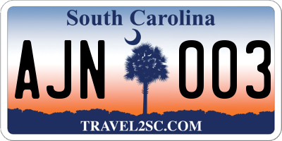 SC license plate AJN003