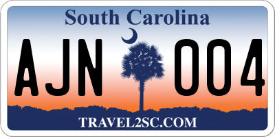 SC license plate AJN004