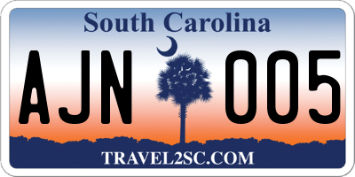 SC license plate AJN005