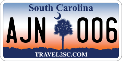 SC license plate AJN006