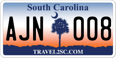 SC license plate AJN008