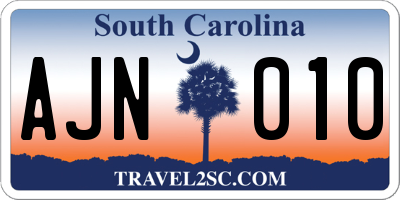 SC license plate AJN010