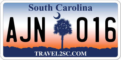 SC license plate AJN016
