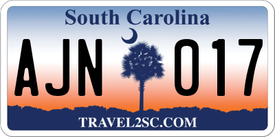 SC license plate AJN017