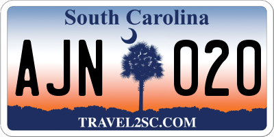 SC license plate AJN020