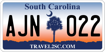 SC license plate AJN022