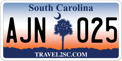 SC license plate AJN025