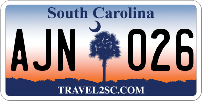 SC license plate AJN026
