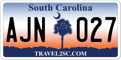 SC license plate AJN027