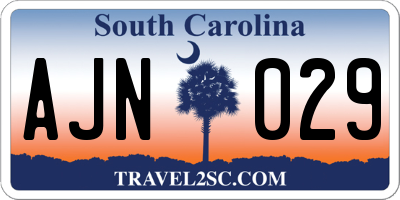 SC license plate AJN029