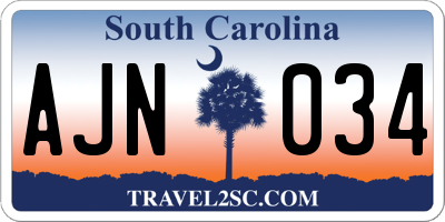 SC license plate AJN034